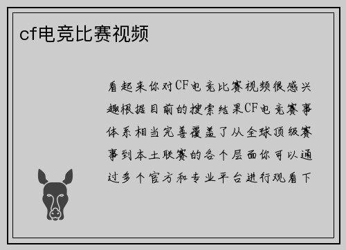 cf电竞比赛视频
