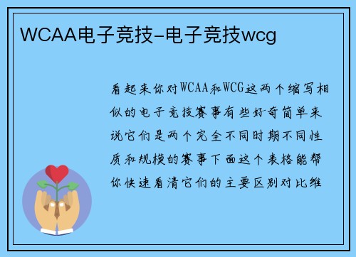 WCAA电子竞技-电子竞技wcg